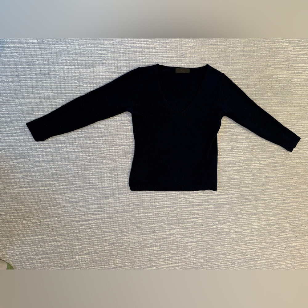 CO Navy Blue Cashmere V-Neck Sweater size Small